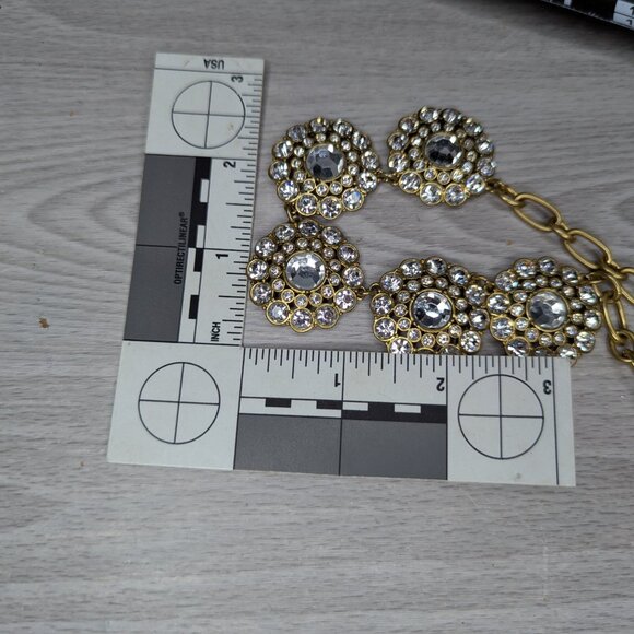 Vintage J Crew Signed Gold Tone & Clear Rhinestones Necklace Lobster Claw Clasp - Picture 12 of 12